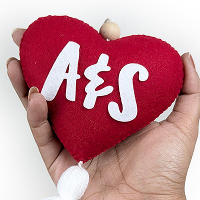 Heart Couple Initials Ornament with Tassel