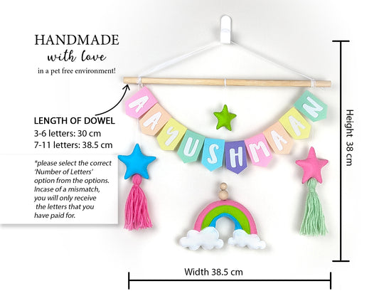 Pastel Rainbow Name Wall Hanging