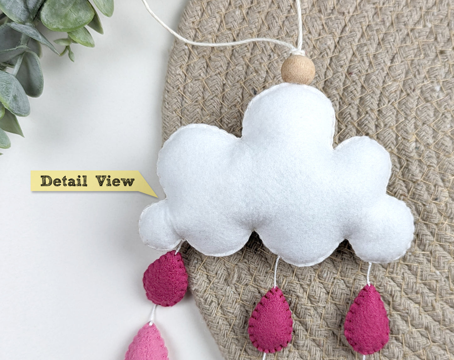 Pink Rain Cloud Hanging Toy Ornament