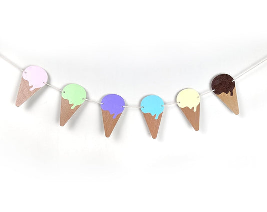 Ice Cream Cone Garland | Handpainted