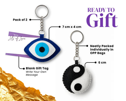 Evil Eye  - Yin Yang Keychain | Set of 2