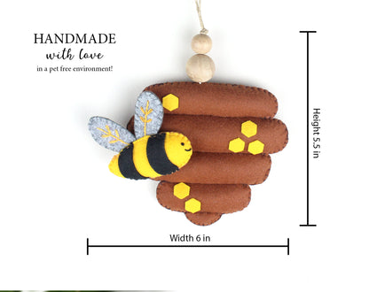 Beehive with Bee Hanging Toy Ornament