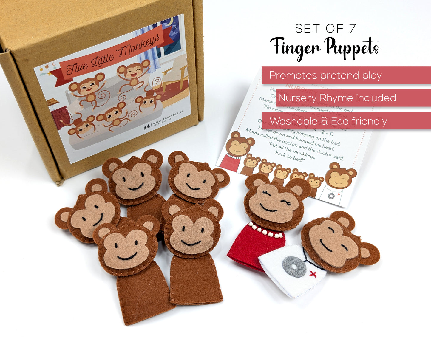 Five Little Monkeys | Finger Puppets
