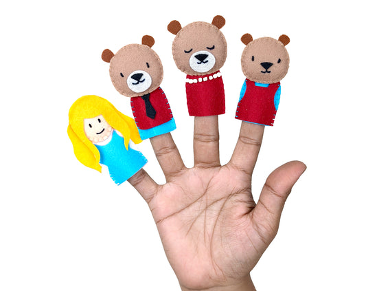 Finger puppets on a hand 
