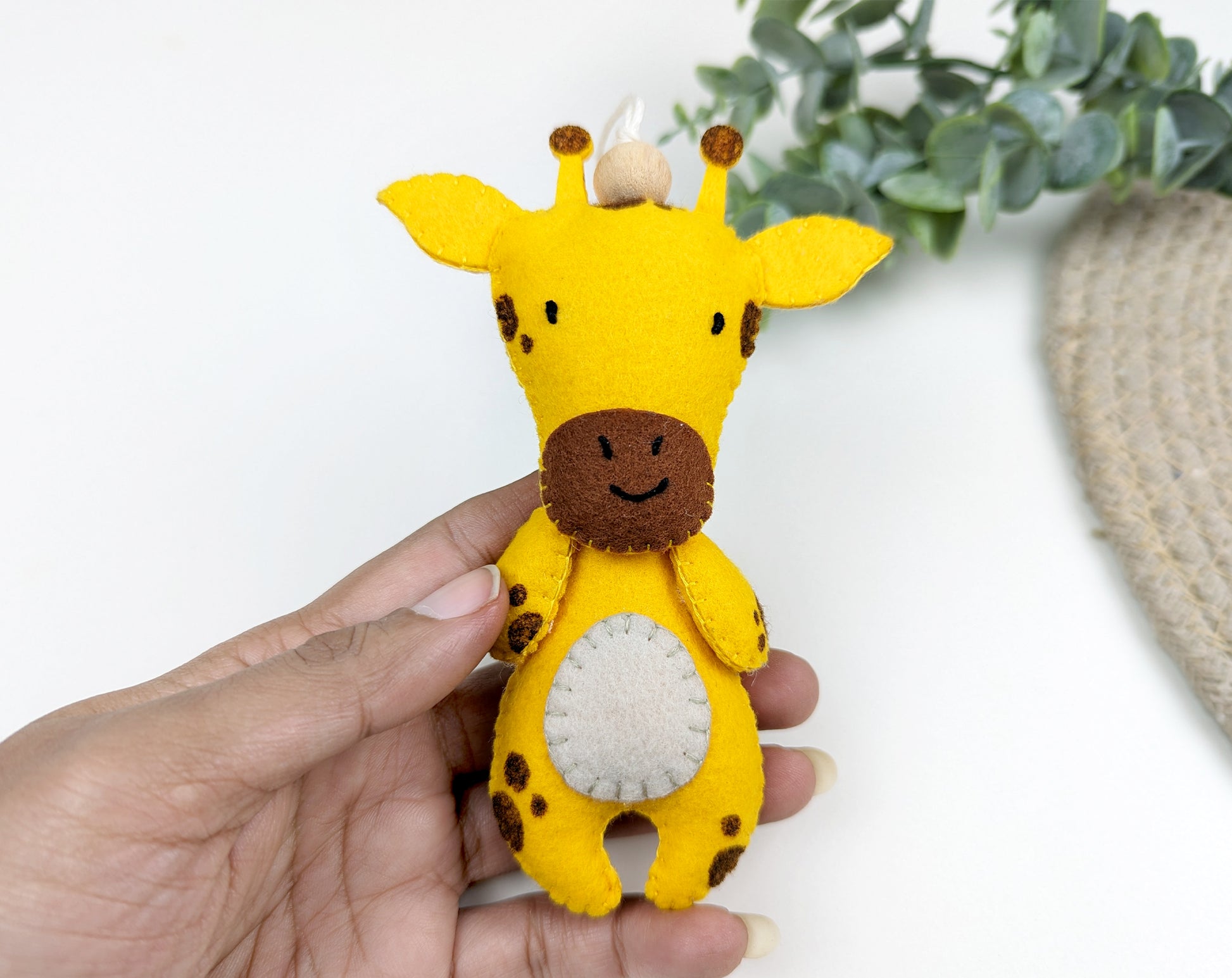 handcarfted stuffed giraffe hanging toy