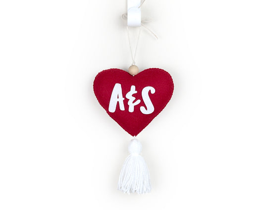 Heart Couple Initials Ornament with Tassel