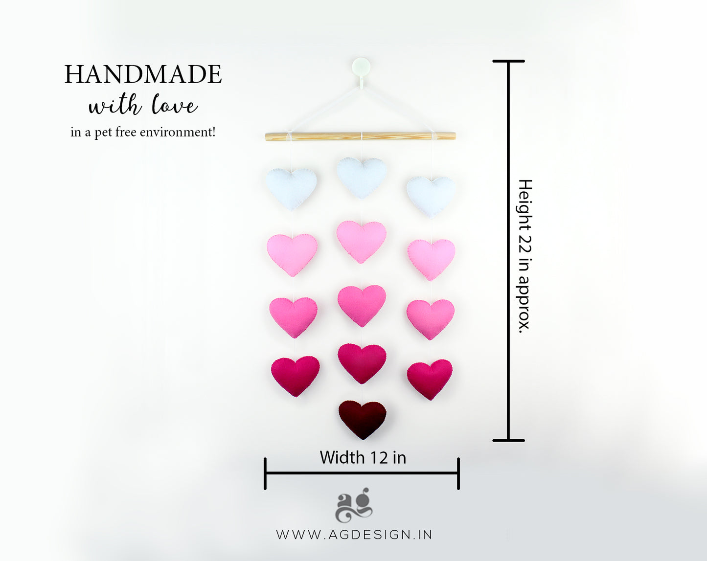 Pink Ombre Heart Wall Hanging