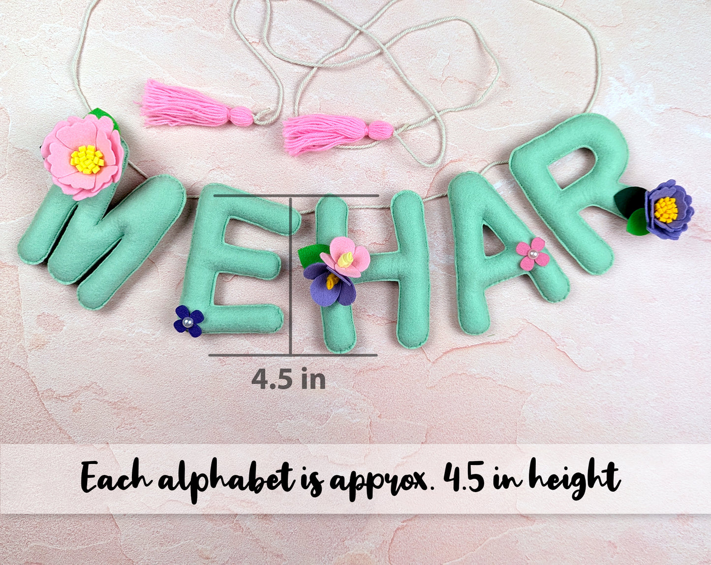 Personalized Floral Name Bunting | Mint Green