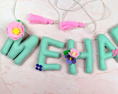 Personalized Floral Name Bunting | Mint Green