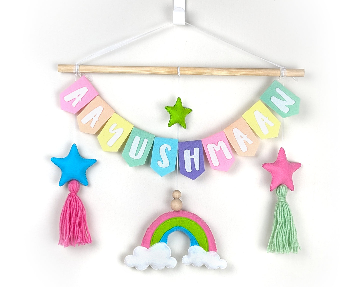 Pastel Rainbow Name Wall Hanging