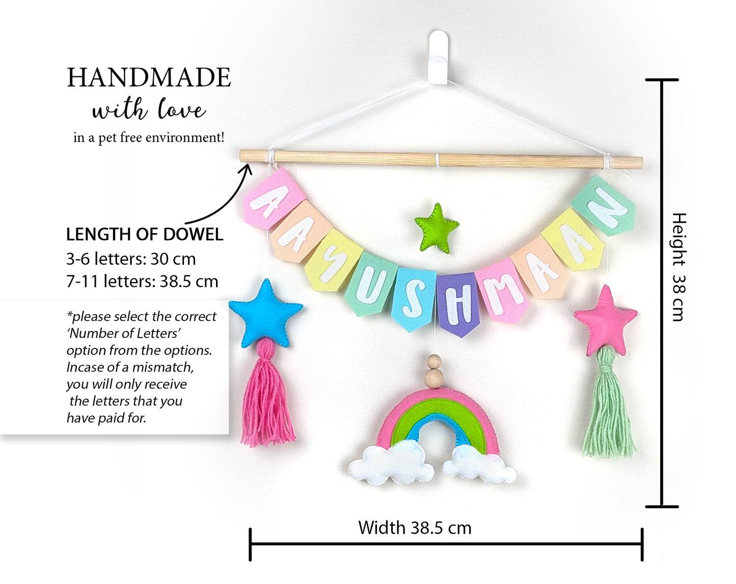 Pastel Rainbow Name Wall Hanging