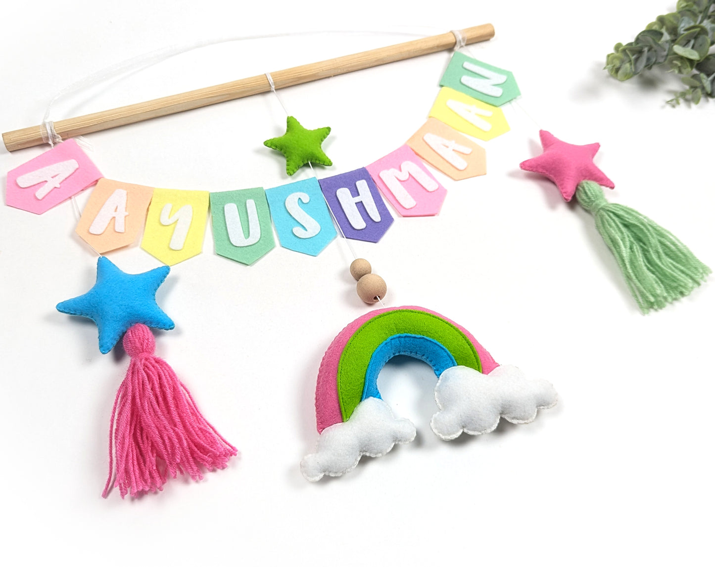 Pastel Rainbow Name Wall Hanging