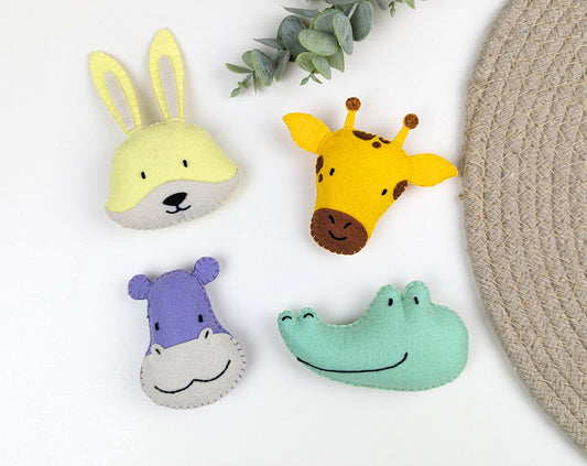 Rabbit, Hippopotamus, Crocodile, Giraffe Set of 4