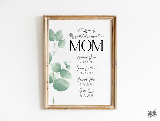 Personalized Mother Day Gift - Kids Name Poster